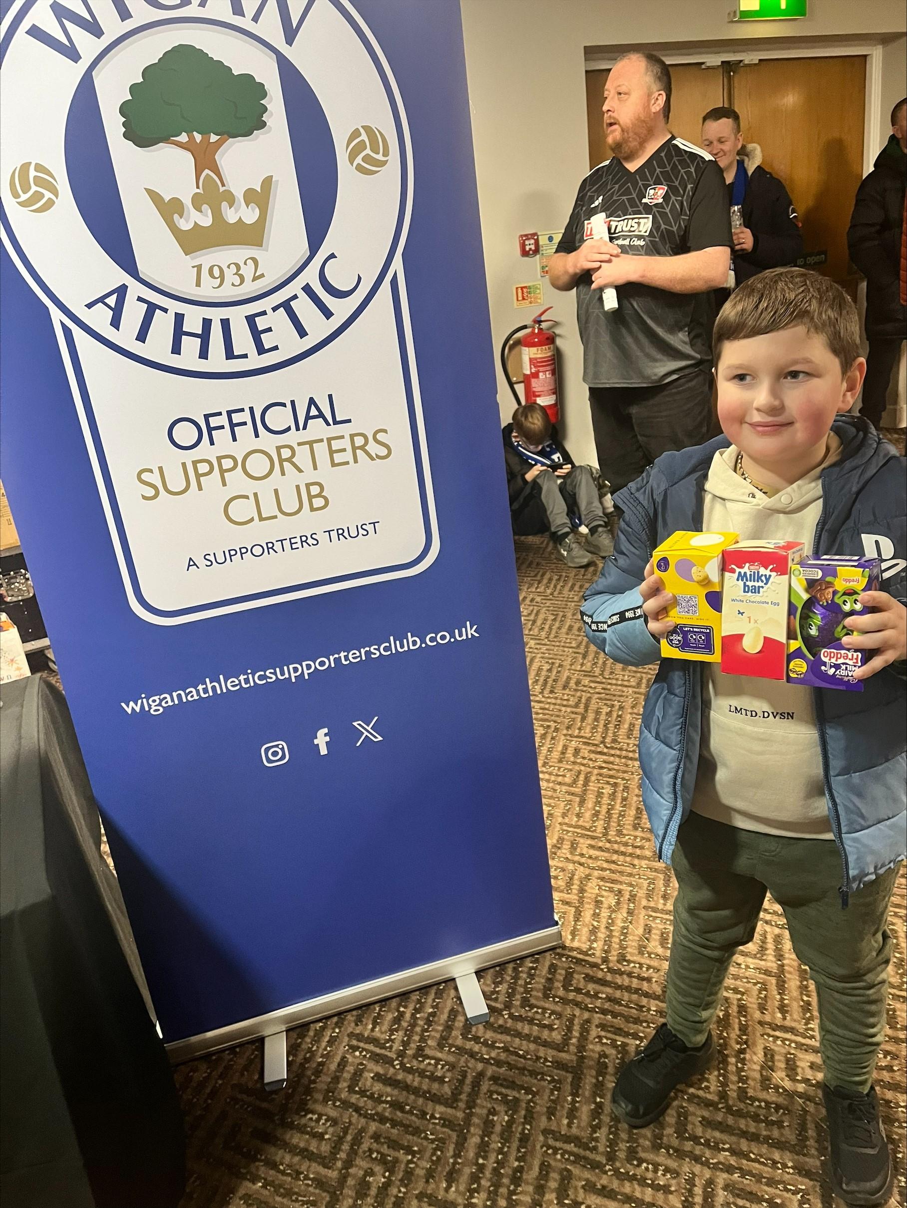 Henry used his pocket money to donate Easter Eggs to the Wigan Athletic Easter Egg Appeal.